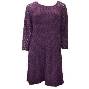 New York & Company plum textured stretch knee length dress size small